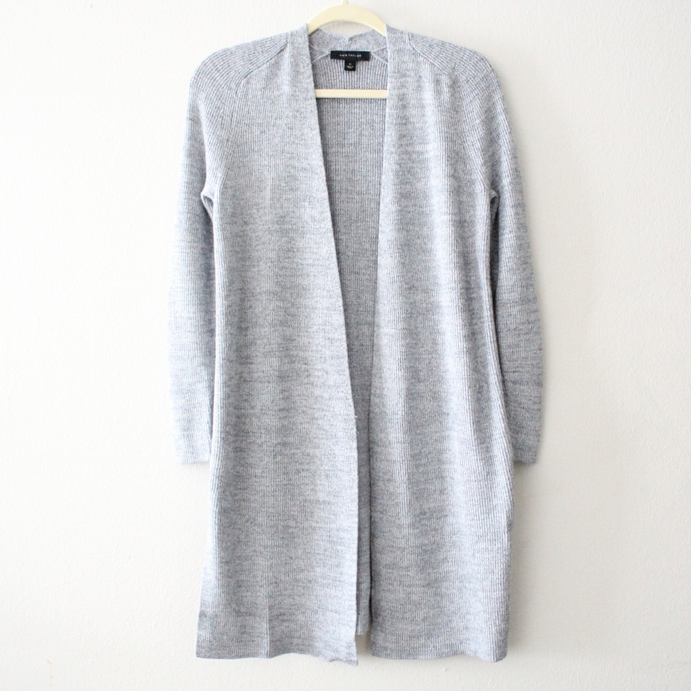 Ann Taylor Marled Long Line Open Cardigan Duster - Picture 1 of 5